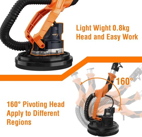 MAXXT Cordlees Drywall Sander with Vacuum Dust Collection, Brushless Electric Wall Sander with 7 Variable Speed Foldable Telescopic, Popcorn Ceiling Removal Tool, 2 Pack 4.0 Ah Battery and Charger in Kuwait