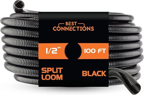 BEST CONNECTIONS (1/4" X 20 ft) (1/2" X 20 ft) (3/4" X 20 ft) Assorted Split Wire Loom Flex-Guard Convoluted Tubing – Protective Split Cable Sleeves/Conduit – Black in Saudi Arabia