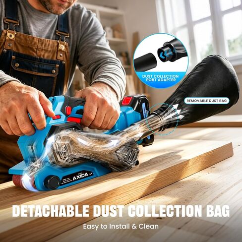 3"x18" Cordless Belt Sander Kit - 2 * 2.0Ah Batteries & Charger | 6-Speed Variable 120-400 m/min Power Belt Sander Portable Handheld Wood Sander with Dust Bag for Woodworking in Kuwait