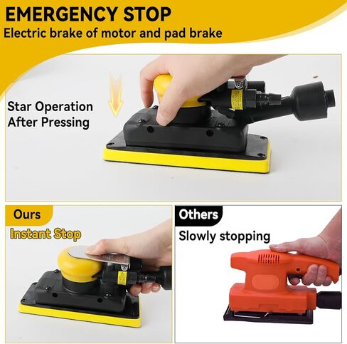 Pneumatic Random Orbital Sander, 70 mm x 198 mm 1/8" vacuum Air Sanderr, 10,000 Max OPM Dust Bag Style with Extra Hook-Loop Pad and 30pcs (80/120/180/240/320/400) Mesh Sandpapers in Kuwait