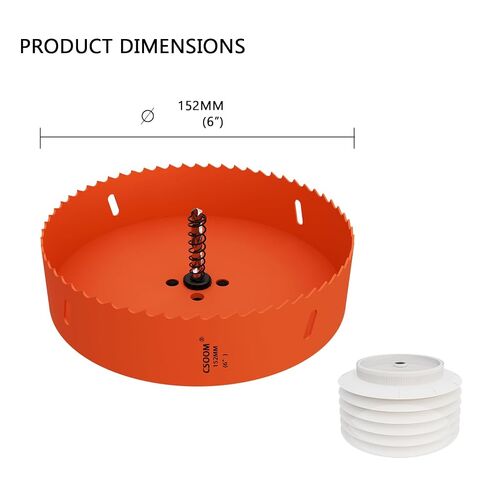 CSOOM 6" Hole Saw for Recessed Lights, 6" Bimetal Hole Saw with Dust Bowl for Cutting Wood, Thin Metal, and Plastic, Ideal for LED Lighting Installations in Kuwait