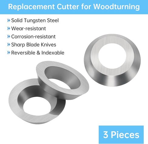 3 Pcs 8.9mm Round Carbide Carbide Inserts, Replacement Indexable Cutters Knives for Woodturning, Hollower Tools, Woodworking DIY in Kuwait