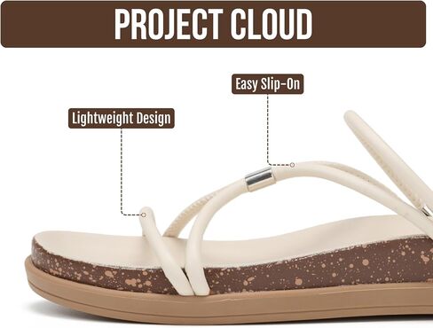Project Cloud Sandals Women Dressy with Plush & Soft Insole - Non-Slip Strappy Sandals For Women 2026 - Lightweight Slides for Women Footwear - Stylish Womens Sandals (FLOAT,CREA,8.5M) in Kuwait