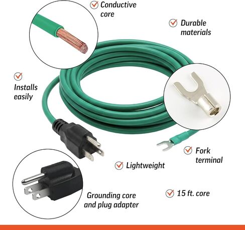 Dustopper X-Static Grounding Kit – Anti Static Ground Wire for Cyclone Dust Collector Kit, Shop Vacuum Grounding Plug for Wet Dry Vacuum Cleaner & Dust Collection Systems in Kuwait