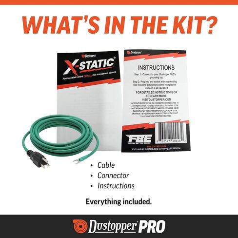 Dustopper X-Static Grounding Kit – Anti Static Ground Wire for Cyclone Dust Collector Kit, Shop Vacuum Grounding Plug for Wet Dry Vacuum Cleaner & Dust Collection Systems in Kuwait