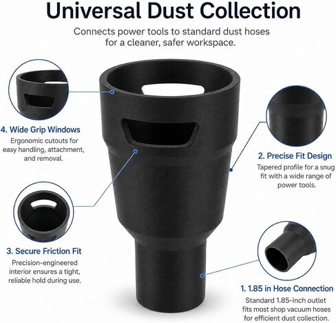 SplashNColor Vacuum Hose Adapter for Makita Sanders BO5030 BO3710 BO5041 – 1.85" Shop Vac Dust Collection | Quick Connect Friction Fit | Workshop Cleanup Tool Attachment in Kuwait