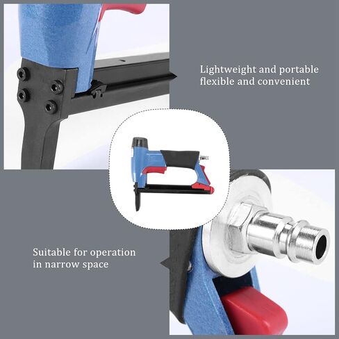 8016LN Long Mouth BeA Pneumatic Air Stapler Nailer Fine Stapler Tool for Furniture Nailer Tool Pneumatic Air Power Tool, Blue in Kuwait