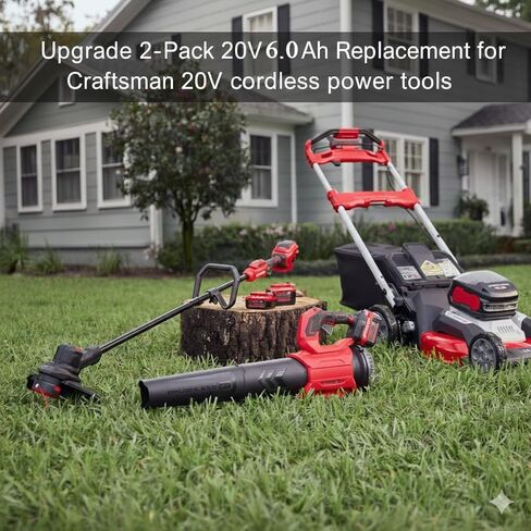 Replacement for Craftsman V20 20V Battery 6.0Ah | High Capacity Lithium-Ion Battery Pack Compatible with Craftsman 20V Series Tools in Kuwait