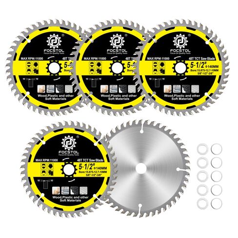 FOCSTOL 5-1/2''(140mm) Wood Cutting Circular Saw Blade | 2pcs 24+48 Teeth TCT Cutting Blade for Wood, Plywood, Particle Board, Plastics and Other Soft Materials in Kuwait