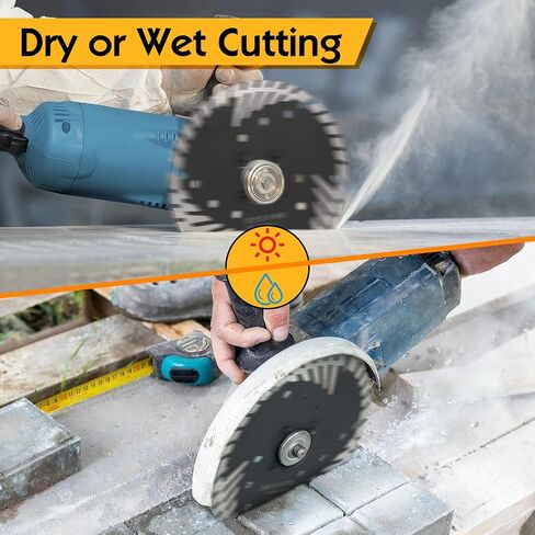 5" Diamond Saw Blades,Angle Grinder Stone, Marble, Concrete, Masonry Tile 125mm Cutting Disc with Slant Protection Teeth, 5/8"-11 Threaded, Wet/Dry Use in Kuwait