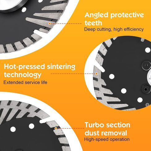 5" Diamond Saw Blades,Angle Grinder Stone, Marble, Concrete, Masonry Tile 125mm Cutting Disc with Slant Protection Teeth, 5/8"-11 Threaded, Wet/Dry Use in Kuwait