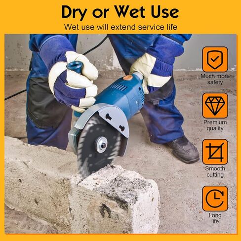 5" Diamond Saw Blades,Angle Grinder Stone, Marble, Concrete, Masonry Tile 125mm Cutting Disc with Slant Protection Teeth, 5/8"-11 Threaded, Wet/Dry Use in Kuwait
