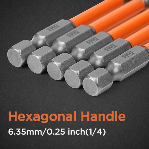 FPH2 Impact Screwdriver Bit Set - S2 Steel 65mm Cross And Slotted Heads, 1/4 Inch Hex Shank, Cross Slot Screw Driver Drill Bits, FPH2 Bits with Magnetic for Electricians (5pcs) in Kuwait