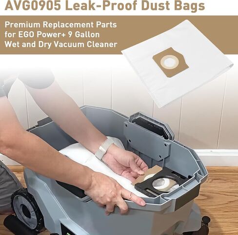 Replacement for EGO POWER+Dust Bags (6-Pack)Fits for Wet/Dry Vacuum WDV0900 | Vacuum Bags Fits for EGO 9 Gallon Cordles Wet/Dry Vacuum WDV0900 - AVG0905 in Kuwait