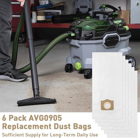 Replacement for EGO POWER+Dust Bags (6-Pack)Fits for Wet/Dry Vacuum WDV0900 | Vacuum Bags Fits for EGO 9 Gallon Cordles Wet/Dry Vacuum WDV0900 - AVG0905 in Kuwait
