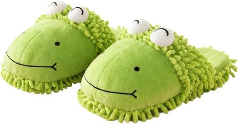 Dusting Slippers Women Frog Microfiber Floor Cleaning Shoes | Frog Slippers, Animal, Cute, Cartoon, Plush, Fuzzy, Warm, Duster, Mop Shoes, Mopping, Microfiber, House Cleaning, Home, Tool in Kuwait