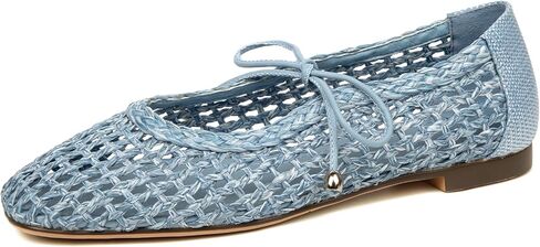 Women's Woven Ballet Flats Mesh Square Toe Mary Jane Flats Lace up Ballerina Slip on Casual Shoes in Kuwait