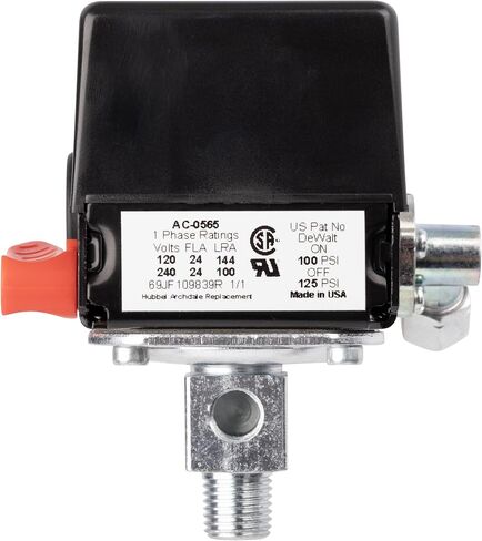 Z-AC-0565 Pressure Switch 1/8" NPT Special Port 100-125 PSI 2-Pole 120-240V Compatible with Craftsman, DeWALT, DeVilbiss, and Porter Cable Air Compressor Units in Kuwait