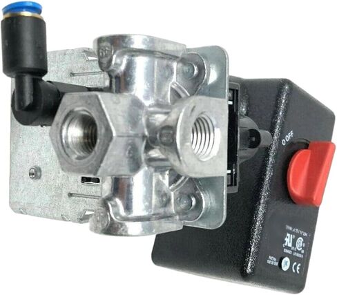 E106003 4-PORT PRESSURE Control SWITCH for HUSKY AIR COMPRESSOR | Industrial COMPRESSOR ADJUSTABLE PRESSURE SWITCH W/ UNLOADER VALVE & ON/OFF LEVER, 105-135 PSI, 120/240 V in Kuwait