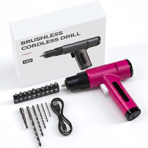 20V Cordless Drill Driver with Battery and Charger, 20V Max Compact Power Drill Set, 2-Speed Reversible Electric Drill, Lightweight Household Tool for Home Repair, DIY in Kuwait