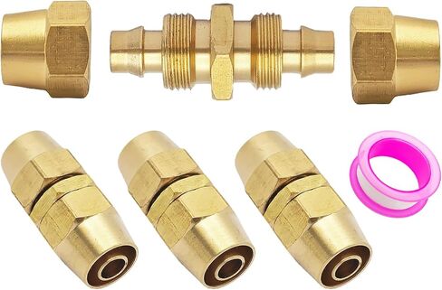 4PCS Solid Brass Air Hose Repair Fittings, Reusable Barbed Splicer for 1/4" ID Hose, Quick Fix Connector Kit for PU PVC Air Lines in Kuwait