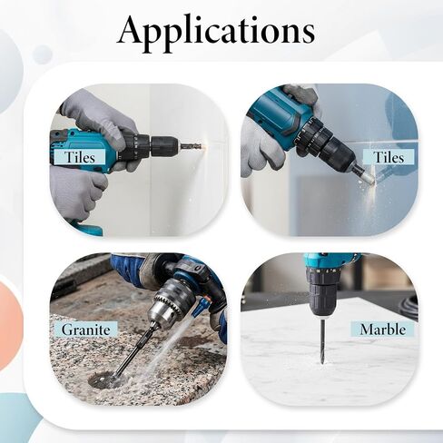 5 PCS 1/4 Hex Shank Core Drill Bits, Diamond Core Drill Bits Set, Diamond Hole Saw, Vacuum Brazed, 6mm Hole Saw for Glass, Ceramic, Porcelain, Tiles, Marble in Kuwait