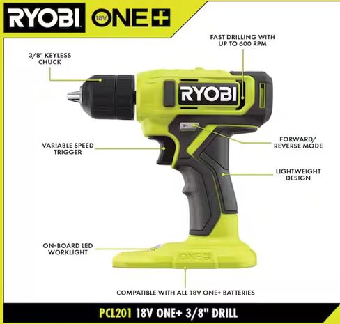 Ryobi 18V Cordless 3/8 in. Drill/Driver (Tool Only) PCL201 in Kuwait