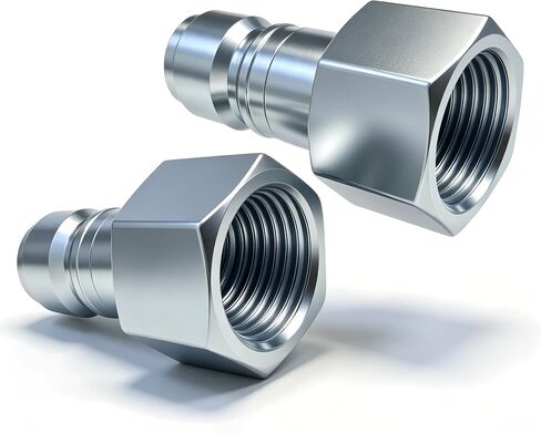 2 Pack S-1818 1/2" FNPT G Style Air Plug, High Flow Pneumatic Connector | Silver Steel 300 PSI 99 SCFM Air Compressor Fitting in Kuwait