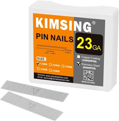 KIMSING 23 مقياس 5 أحجام متنوعة مسامير نحاسية مقطوعة الرأس 5000 قطعة / صندوق | أطوال 1/2 بوصة - 1-3/8 بوصة، دبابيس دبابيس متعددة العبوات لمسدس تثبيت المسامير in Kuwait
