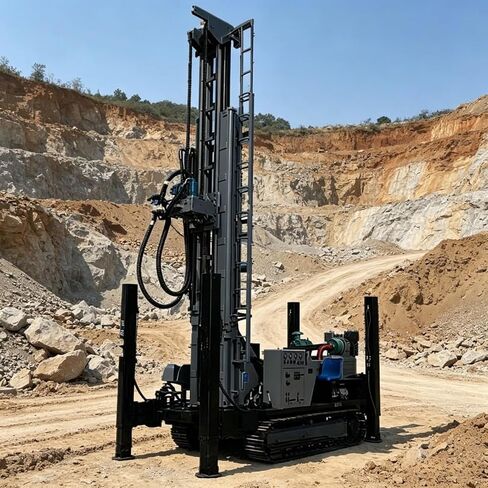 Crawler Pneumatic Water Well Drilling Rig for Borehole Drilling in Various Soil Conditions 150m to 300m Depth Range for Mining Quarry Applications High Efficiency Heavy Duty Customizable Design in Kuwait