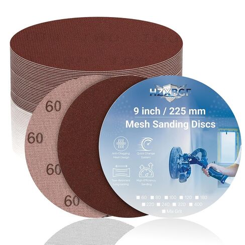 9 Inch Mesh Sanding Discs, 80-240 Grit Sandpaper for Drywall Sander | 10PCS, Dust-Free Anti-Clog Design, Hook and Loop, Aluminum Oxide Abrasive, Wall Putty Wood Metal Sanding Smoothing in Kuwait
