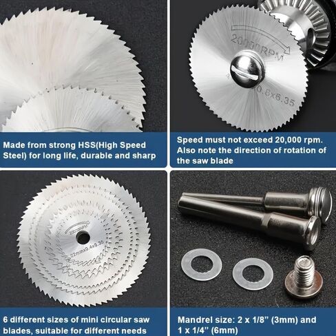 8 Pcs High-Speed Steel Mini Saw Blade Set for Drills & Rotary Tools – Heavy Duty Blades for Wood, Plastic, Copper, Aluminum & Metal Cutting, Compatible with Drill Presses & Rotary Machines (8PCS) in Kuwait