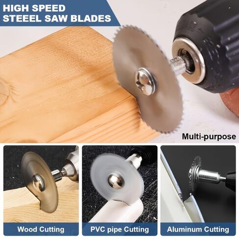 8 Pcs High-Speed Steel Mini Saw Blade Set for Drills & Rotary Tools – Heavy Duty Blades for Wood, Plastic, Copper, Aluminum & Metal Cutting, Compatible with Drill Presses & Rotary Machines (8PCS) in Kuwait