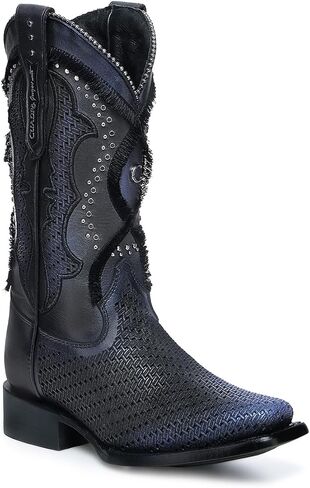 Cuadra Women's Black Leather Rodeo Boot With Fringes in Kuwait
