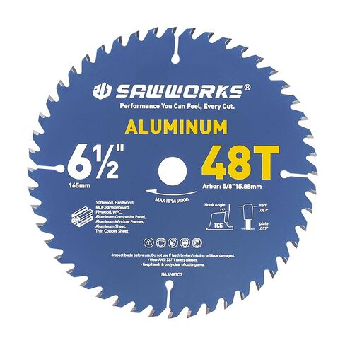 SawWorks 10" Multi-Purpose Saw Blade for Aluminum & Plastic, 5/8" Arbor | TCG 100T for aluminum, copper, brass, PVC, acrylics & other non-ferrous metals. Clean burr-free finish. For table saws. in Kuwait