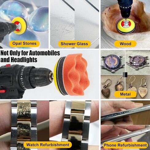 192Pack 2/3inch Wet Dry Sanding Disc Drill Polishing Kit Sanding Attachment, Headlight Restoration Kit, Hook and Loop Sandpaper Buffing Pads with Rotary Tools for Car Wood Metal in Kuwait