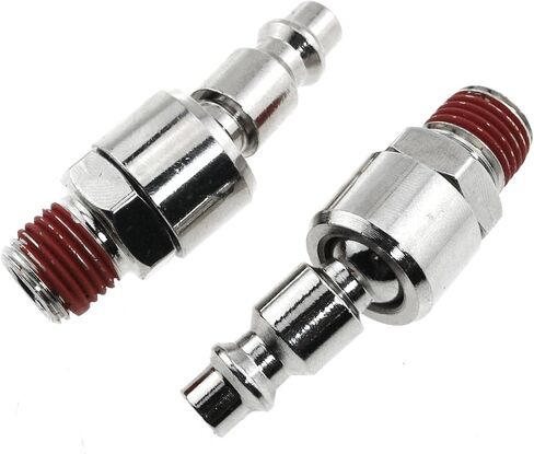 2PCS 1/4 Inch Swivel Air Tool Fittings Universal Industrial Air Compressor Hose Fittings Quick Connect Male NPT Plug Steel Galvanized Silver in Kuwait