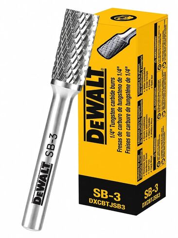 DEWALT DXCBTJSB3 SB-3 Double-Cut Carbide Burr, 1/4 in Shank, Metal Grinding | C10 tungsten carbide double-cut burr for steel, cast iron, stainless, and hardwood grinding; SB-3 shape uses a 1/4 in shank. in Kuwait