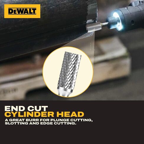 DEWALT DXCBTJSB3 SB-3 Double-Cut Carbide Burr, 1/4 in Shank, Metal Grinding | C10 tungsten carbide double-cut burr for steel, cast iron, stainless, and hardwood grinding; SB-3 shape uses a 1/4 in shank. in Kuwait