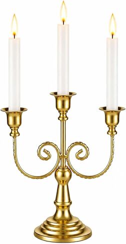 3 Arms Metal Candelabra Black Candle Holder Vintage Modern Decorative Centerpiece Candlestick Holders for Table Wedding Halloween Christmas Party (1, Black) in Saudi Arabia