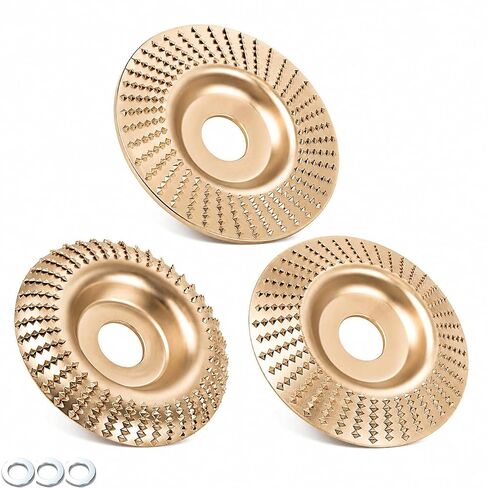 3pcs Tungsten Carbide Wood Carving Disc Set Grinding Wheel Polishing Pad for 4" or 4-1/2" Angle Grinder, 7/8" Arbor, Grinding Wheel, Wood Cutting and Shaping in Kuwait