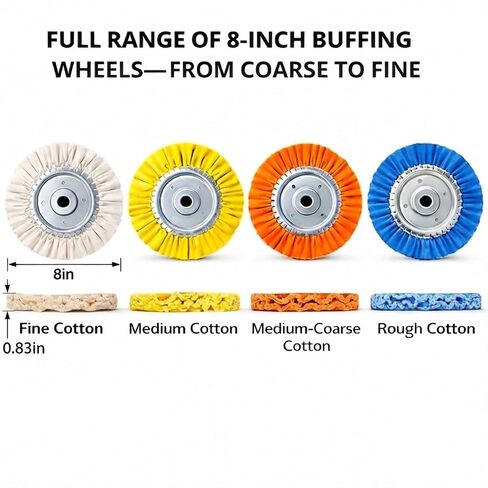 8" Airway Buffing Wheel, 9 Pcs Aluminum Wheel Polishing Kit in Diameter 5/8 inch Arbor Hole, Polishing Compound and Aluminum Metal Polishing Wheel Kit for Angle Grinder Mirror Finish in Kuwait