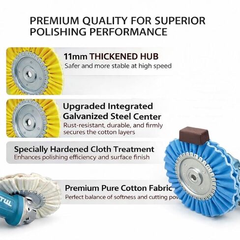8" Airway Buffing Wheel, 9 Pcs Aluminum Wheel Polishing Kit in Diameter 5/8 inch Arbor Hole, Polishing Compound and Aluminum Metal Polishing Wheel Kit for Angle Grinder Mirror Finish in Kuwait