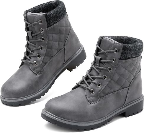Adokoo Boots for Women Waterproof Fall Winter Ankle Boots Snow Black Combat Boots Lace Up Non Slip for Hiking Work in Saudi Arabia