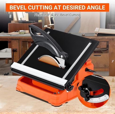 7 Inch Wet Tile Saw, 6500 RPM Pure Copper Motor Tabletop Tile Cutter, 0-45° Bevel Cutting with Water Reservoir for Porcelain, Ceramic, Marble & Stone, for DIY Enthusiasts in Kuwait