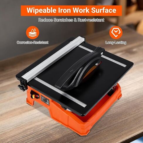 7 Inch Wet Tile Saw, 6500 RPM Pure Copper Motor Tabletop Tile Cutter, 0-45° Bevel Cutting with Water Reservoir for Porcelain, Ceramic, Marble & Stone, for DIY Enthusiasts in Kuwait