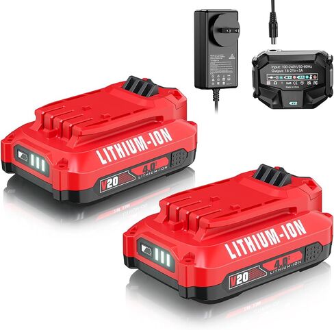 2Pack 4.0Ah Replacement for Craftsman 20V Battery and Charger Compatible with Craftsman 20 Volt Lithium V20 Battery CMCB201 CMCB202 CMCB203 CMCB204 CMCB205 CMCB206 Cordless Power Tools﻿ in Saudi Arabia