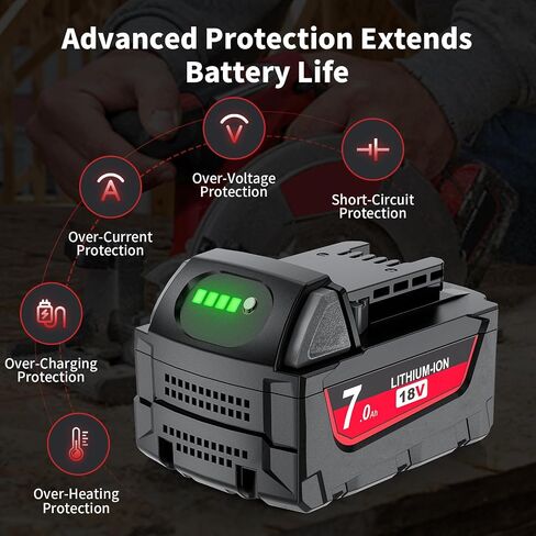 Replacement for Milwaukee M18 Battery,7000mAh Compatible with Milwaukee 18V Battery 48-11-1850 48-11-1860 48-11-1840, M18 Cordless Tools & M18 LED Work Lights with LED Power Indicator in Kuwait