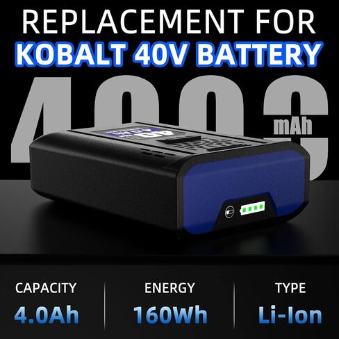 40V 4.0Ah Battery for Kobalt 40V Max Rechargeable Lithium-Ion Battery Replacement, Compatible with Kobalt 40 Volt Bateria KB640-06 KB540-06 KB440-06 KB340-06 KB240-06 in Kuwait