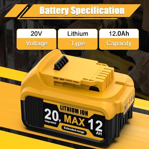 12.0Ah Replacement for Dewalt 20V MAX Battery Compatible with 20 Volt High Capacity Batteries DCB201 DCB203 DCB204 DCB205 DCB206 DCD DCF DCG Series Cordless Power Tools (2Pack) in Kuwait